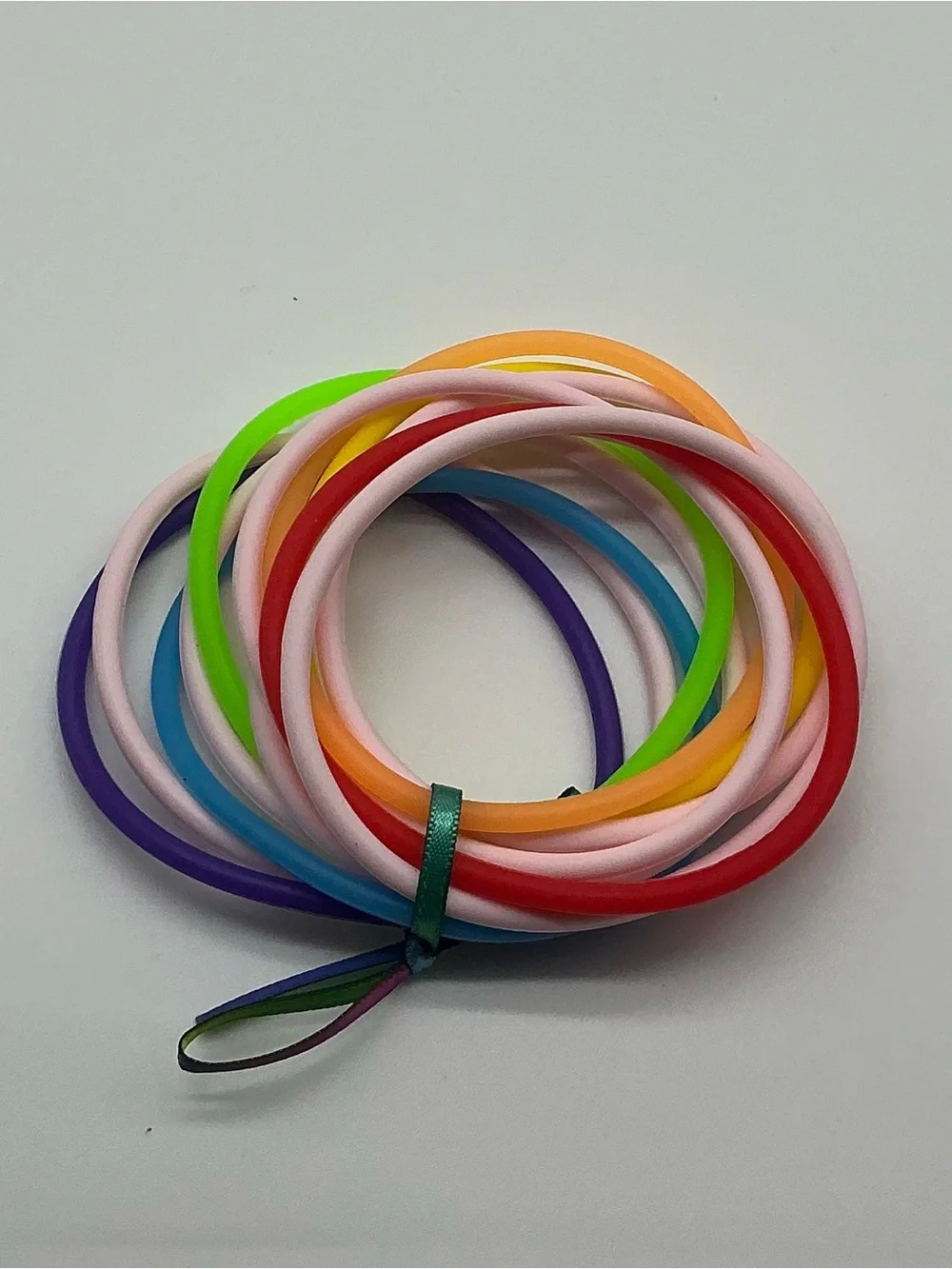 Pastel Pink and Rainbow 80s Barrette & 12 Pastel Pink and Rainbow Jelly Bracelet